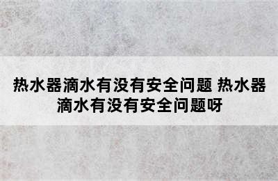 热水器滴水有没有安全问题 热水器滴水有没有安全问题呀